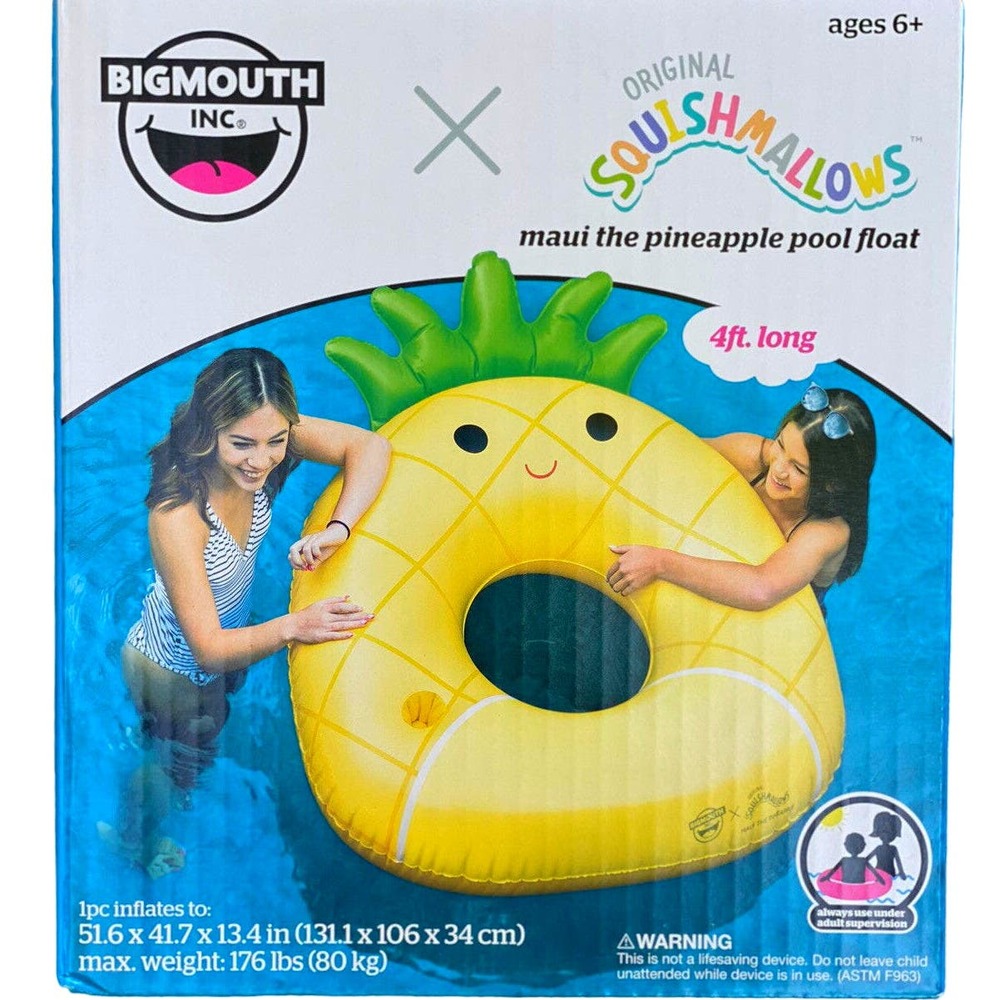 BigMouth, Squishmallows Maui the Pineapple Pool Float, 51.6" x 41.7" x 13.4"